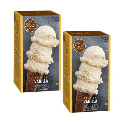 Triple Scoop - Premium Vanilla (2) Ice Cream Mix For Maker. 2 Pack 