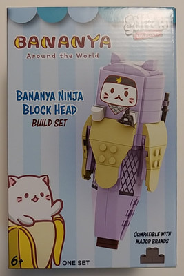 Bananya Ninja Block Head Build Set (Snap & Switch, 116 Pieces)