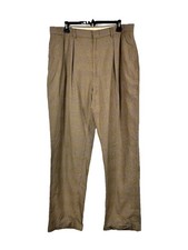 VTG Polo Ralph Lauren Glen Plaid Trousers 35x31 Brown Old Money Dark Academia