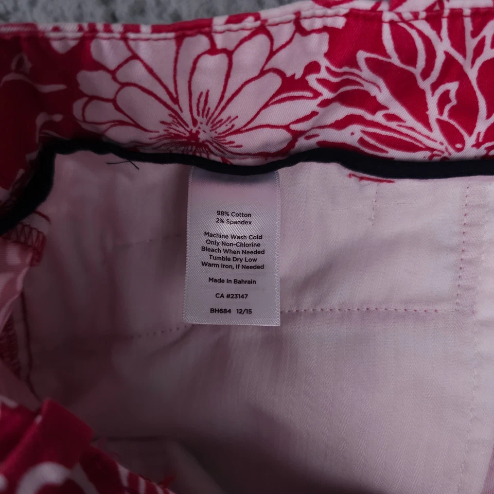 Talbots Shorts Womens 6 Dark Pink White Floral Bermuda Chino Stretch Casual 10" - Image 4 of 4