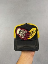 Vintage Von Dutch Yellow Black Patchwork Mesh Trucker Snapback Hat Cap Y2k