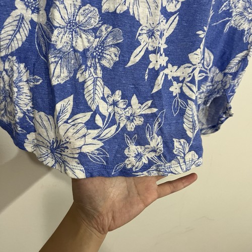 C&C California Damen 100% Leinen T-Shirt Gr. M blau geblümt kurz Flügelarm Coastal - Bild 8 von 12