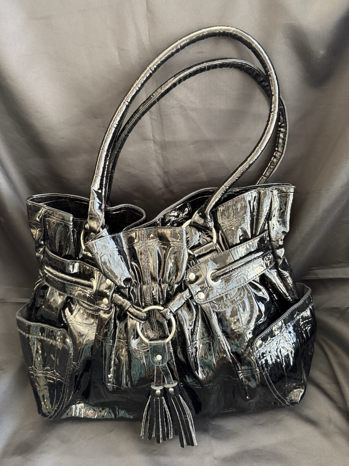 BEAUTIFUL UNIQUE LARGE ABSTRACT DRAWSTRING HANDBA… - image 1