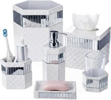 Quilted Mirror 6 Piece Bathroom Accessories Set