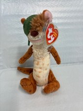 Ty Beanie Baby💜Buck The One Eye Weasel Ice Age 7" New MWMT's