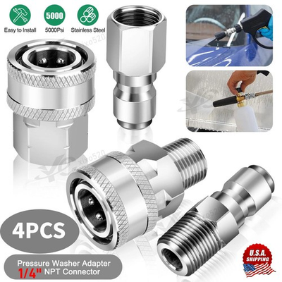 #ad 4Pcs Pressure Washer Quick Connect Fitting 1 4quot; NPT Male Female Thread Adapter $12.00