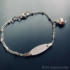 925 Sterling Silver Bead Link Childrens or Baby ID Adjustable 5" and 6" Bracelet