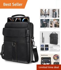 Lightweight 13 Inch Leather Briefcase with Detachable Strap - Perfect for Travel