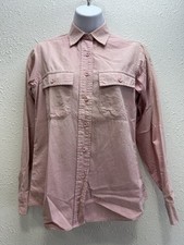 VINTAGE LL Bean Shirt Womens 8 Pink Distressed Long Sleeve Button Up Made in USA