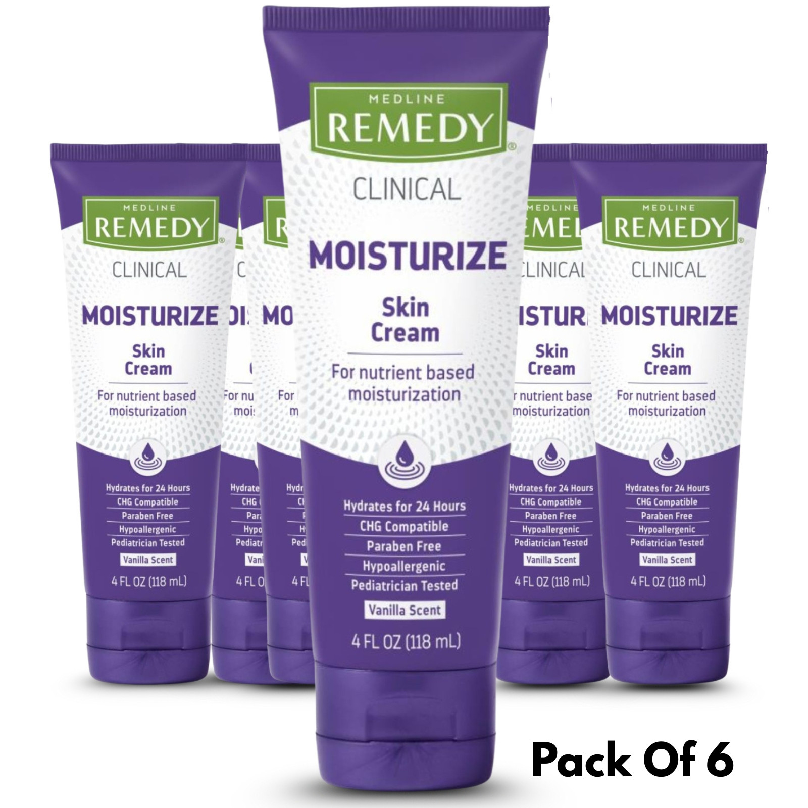 6 Pack  Medline Remedy Clinical Skin Cream Vanilla Scented 4oz Moisturizer