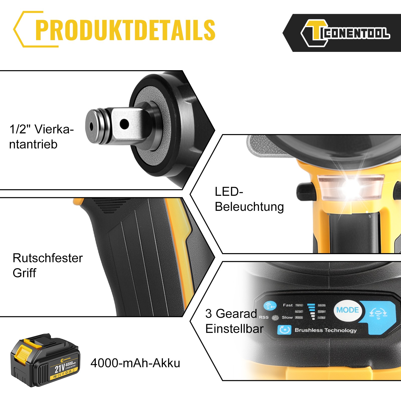 Avvitatore Elettrico a Percussione Brushless 1200N foto 3