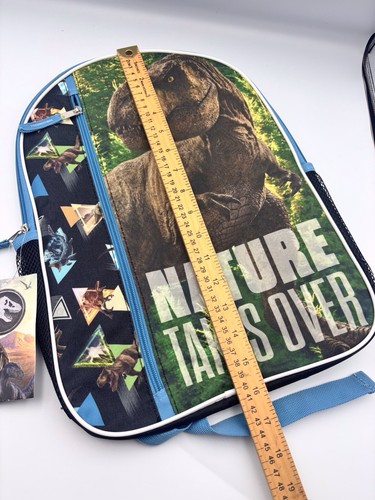 JURASSIC WORLD ( 16"X12"x5" ) Backpack Black & Green Adjustable Straps E2-093 - Picture 4 of 9