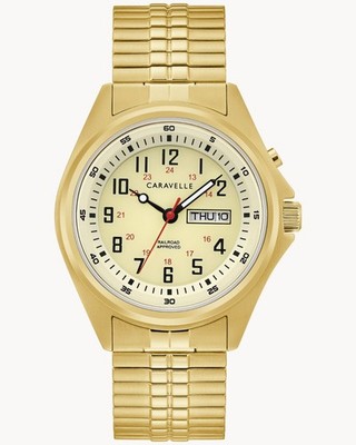 Caravelle Men's Traditional Gold Dial Watch - 44C112A