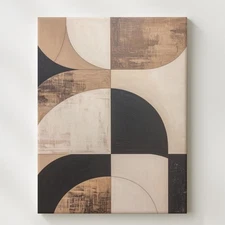 Geometric Curve Abstract Canvasbold Neutral & Black Modern Art Wall Art