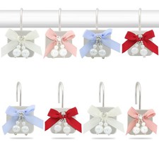 12 Pack Bow Knot Decorative Shower Curtain Hooks Metal Rustproof Shower Rings