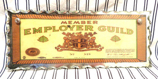 Scalloped Mirrored Glass Member Employer Guild Retro Barber Shop Sign