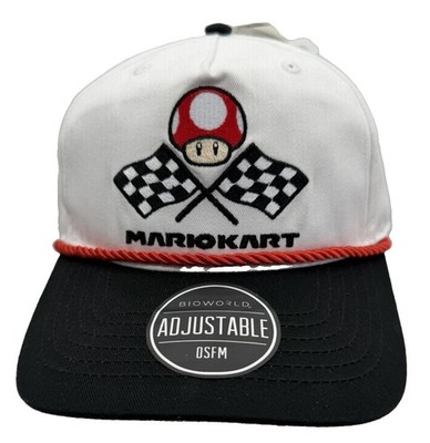 Mario Kart Mushroom Checkered Flag Snapback Hat Bioworld OSFM NWT