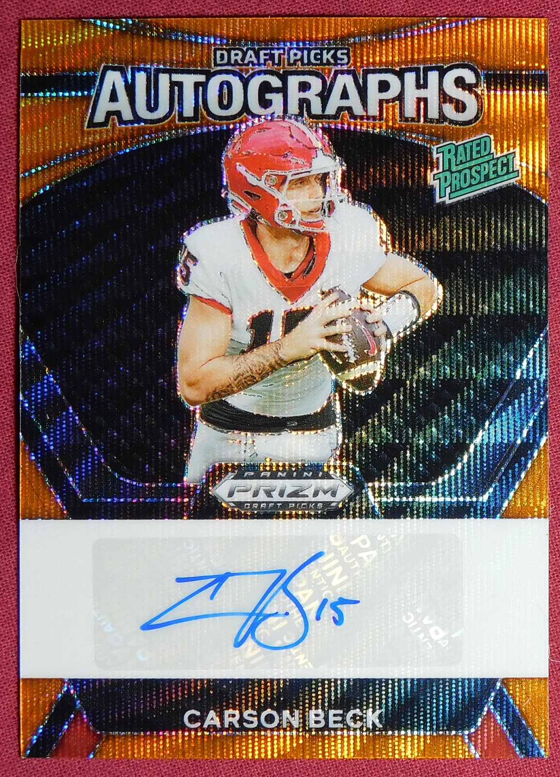 2024 Panini Prizm Draft Picks Autographs Hyper #DPA-CBE Carson Beck 42/75