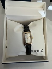 Seiko Womens Quartz Black Leather Band Wristwatch