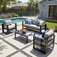 4-Piece Outdoor Aluminum Furniture Set with Coffee Table for Patio, Deck | Powde