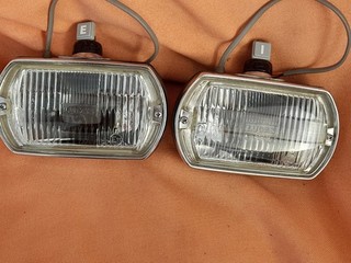 PAIR OF LUCAS SQUARE 8 FOG Lights / LAMPS NO COVERS WORKING