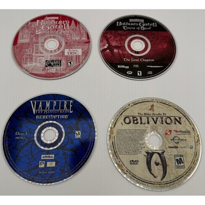 PC RPG Game Lot Baldur's Gate II Oblivion Vampire Masquerade Redemption Discs