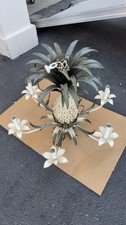 Vintage Bungalow Quoizel Tole Wear Tropical Pineapple Chandelier Light Fixture
