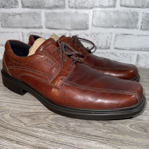 Ecco Brown Leather Oxford Dress Casual Shoes Mens 46