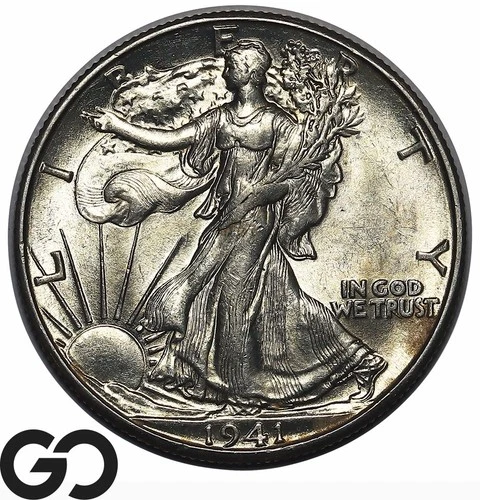 1941-D Walking Liberty Half Dollar, Lustrous Choice BU++