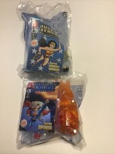 2- DC Justice League Burger King Kids Meal Toys -Wonder Woman  Superman- 2003
