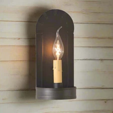 Primitive Colonial Rustic Electric Tin Fireplace Sconce Kettle Black