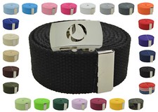 Canvas Military Web Belt  BIG "O" Silver Buckle 48, 54, 60, 72 Inches 25 Color