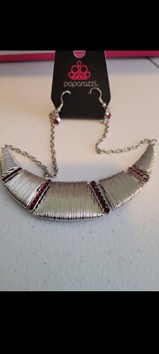 Paparazzi Going Through Phases Necklace With Fish Hook Earrings- Red