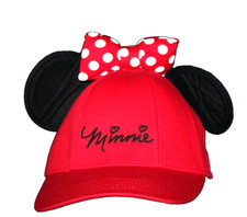 Disney Minnie Mouse Polka Dot Baseball with Ears, Red Youth Womens Hat Cap