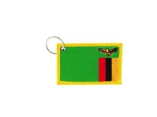 Keychain keyring embroidered embroidery patch double sided flag zambia