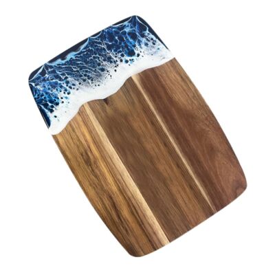 Acacia Wood Cutting Board 14''x10'' New Wave Resin Cheese Meat Reversible Tray