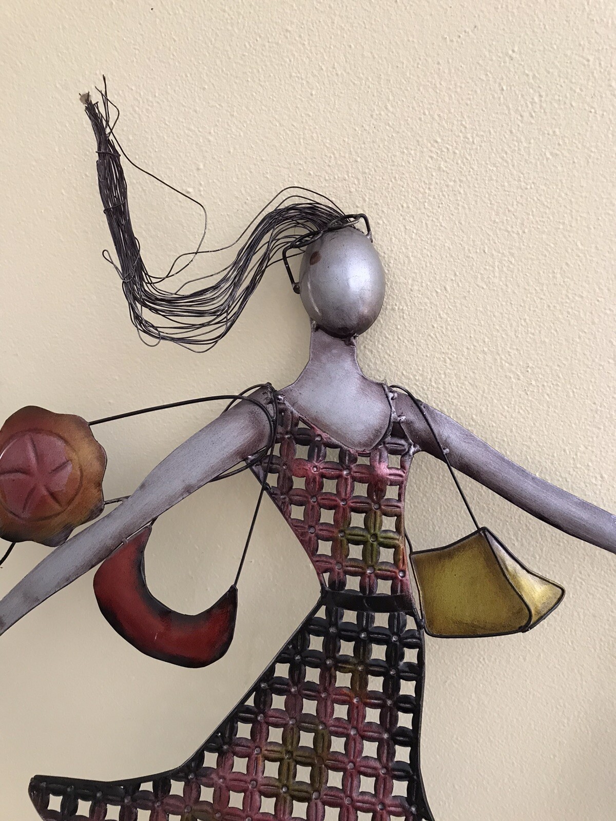 Metal Wall Art Shopping Woman eBay