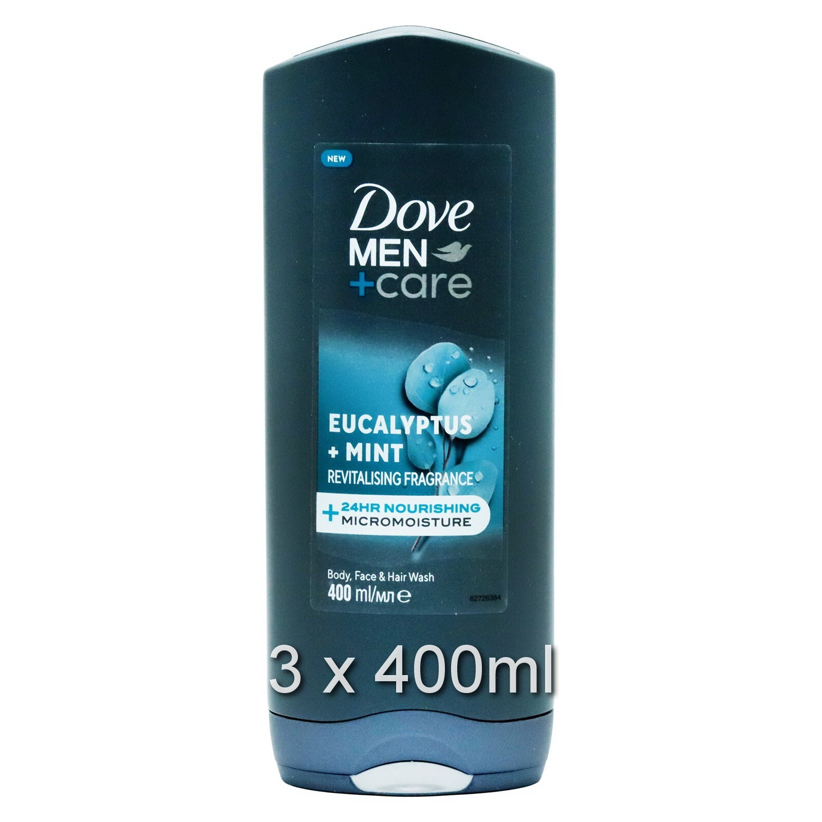 DOVE MEN+CARE EUCALYPTUS + MINT SHOWER GEL BIG 400ML BOTTLE 3 PACK