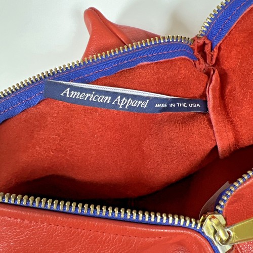American Apparel Medium Leather Carry-All Zip Pouch in Tomato Red RN103255 - Picture 7 of 8