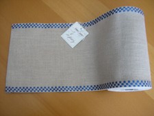 Leinenband, Vaupel & Heilenbeck, ungebleicht mit blau-karriertem Rand, 16 cm br.