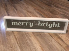 Merry & Bright Christmas Holiday Sign Quill To Paper By Sixtrees