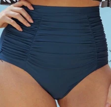 SHAPERMINT Womens  Size 3XL Teal Ruched High Waisted Swim Brief