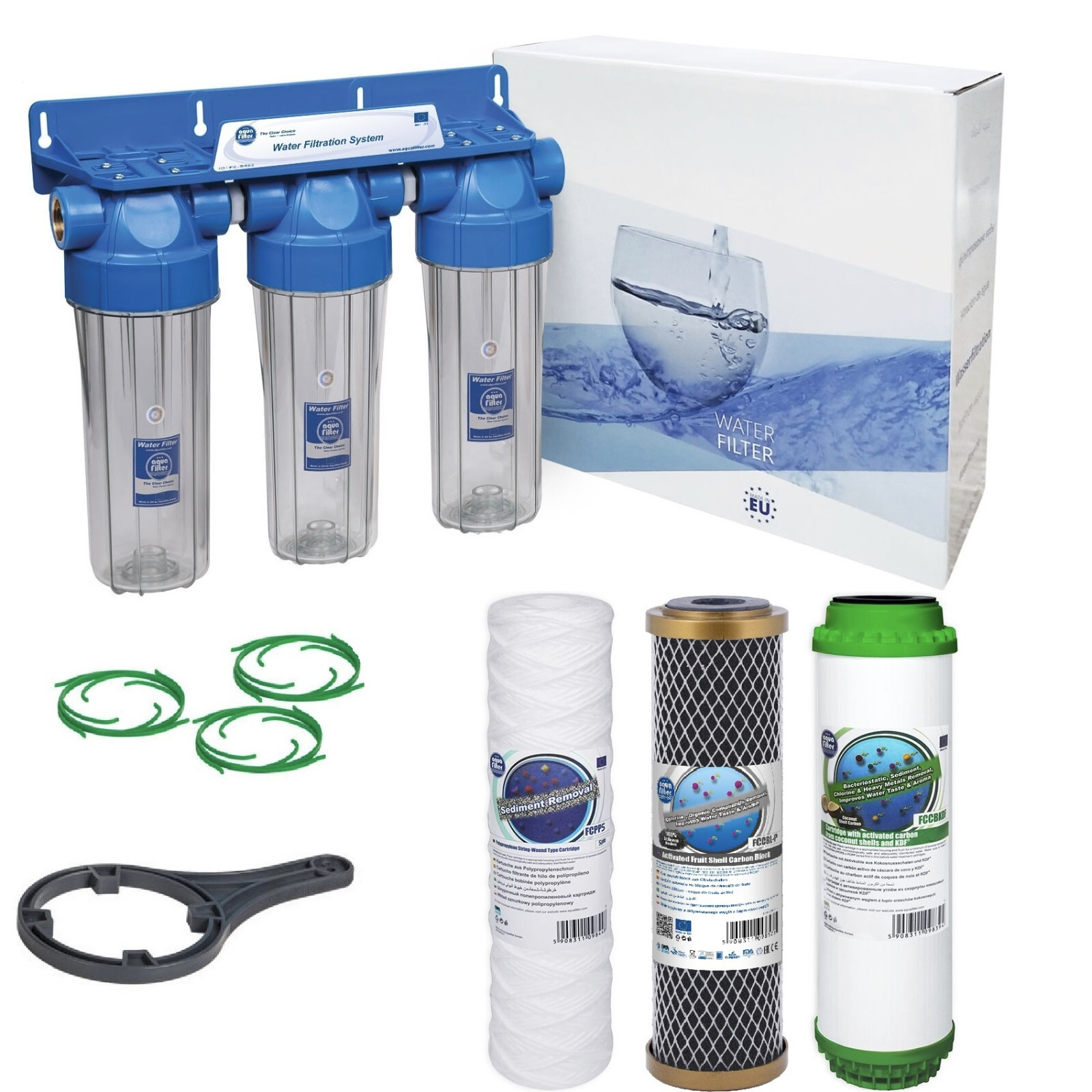 3 Stage Whole House High Flow Water Filter Dechlorinator 1/2""