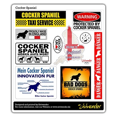 Auto Aufkleber Sticker ENGLISH COCKER SPANIEL England Flag COLLECTION SIVIWONDER