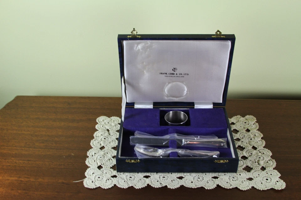 Серебряный детский набор в коробке: ложка, вилка и сервьетка кольцо - Изображение 3 из 4