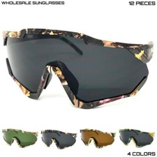 WHOLESALE LOT Sports Wrap Around Fishing Hunting Tactical SUN GLASSES 12 Pairs