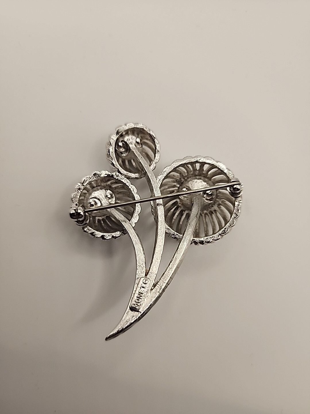 Estate Vintage Floral Brooch Monet Silvertone - image 3