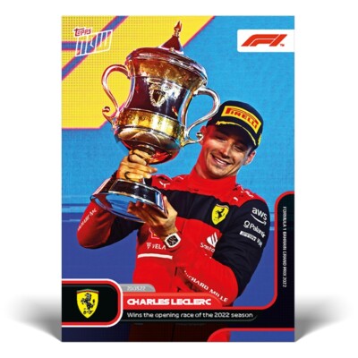 2022 Topps Now F1 Card #1 Charles Leclerc Wins the Opening Race of 2022 Season