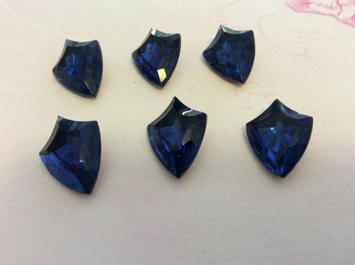 Vintage shield shape rhinestone GF 18x13mm Montana Sapphire PACK 6 Craft - Picture 2 of 5
