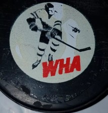 1970s WHA HOUSTON AEROS 🏒 OLD GAME PUCK BILTRITE Mfg. Made In CANADA GLUE! BACK